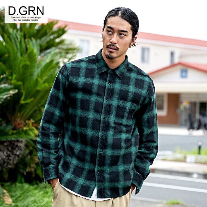 グリーンとホワイトのチェックネルシャツ （中古・古着通販】RRL 