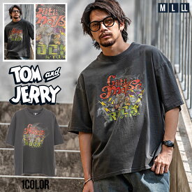 TOM&JERRY トムとジェリー Tシャツ メンズ ブランド おしゃれ 半袖 半袖Tシャツ 大きいサイズ トップス インナー ロック バンド アメカジ TEE キャラクター ロゴ プリント 綿100% ゆったり ユニセックス ブラック 黒 服 春 夏 父の日 メンズファッション【あす楽対応】