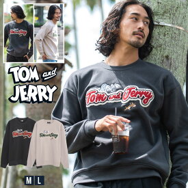 【送料無料】トレーナー メンズ TOM&JERRY トムとジェリー キャラクター スウェット スエット プルオーバー 長袖 おしゃれ サガラ刺繍 ワッペン ロゴ トップス ブラック 黒 M L プレゼント ギフト ユニセックス 20代 30代 40代 男 服 秋 冬 秋冬 秋服 男 男性 ファッション↑