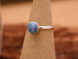 インディアンジュエリー ズニ族 オパール 人工オパール インレイ リング 4号 ネイティブ アメリカン シルバー アクセサリー レディース メンズ ジュエリー ギフト プレゼント