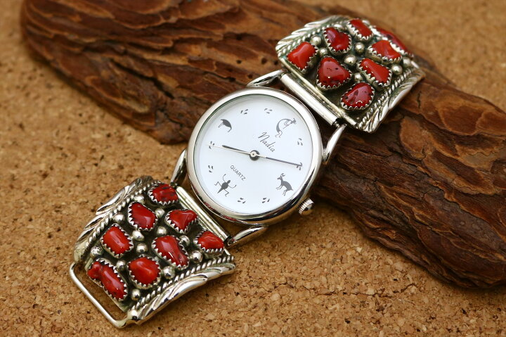 楽天市場】インディアンジュエリー ナバホ族 コーラル ブレスウォッチ  