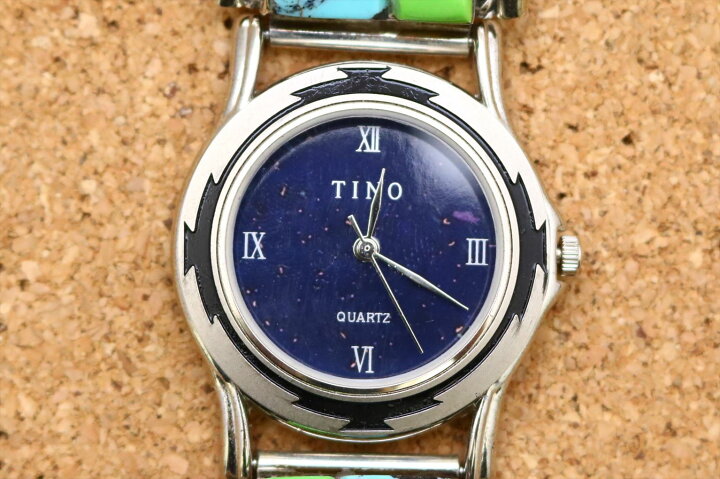 腕時計 古物 手巻き 時間 ターコイズ 族 インレイ バンド  