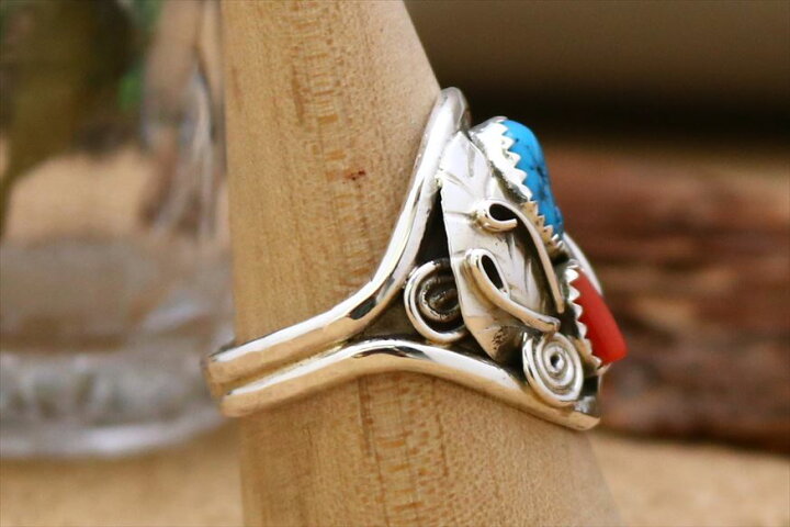 楽天市場】インディアンジュエリー ナバホ族 B作 ターコイズ コーラル  