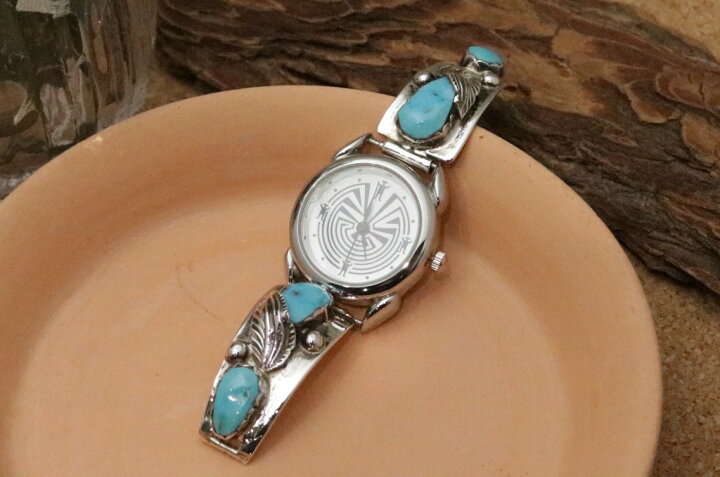 インディアンジュエリー ナバホ すわ シルバー ターコイズ 腕時計 