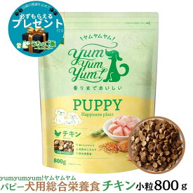 【10％OFFクーポン付】【選べるおまけ付】ヤムヤムヤム ドッグフード パピー 成長期用犬用総合栄養食 子犬用 チキン味 800g yum yum yum！