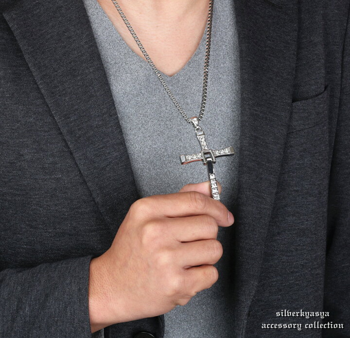 楽天市場 クロスネックレス 十字架 メンズ ロング ネックレス シルバー 銀色 ステンレス ネックレス シルバーアクセサリーsilverkyasya