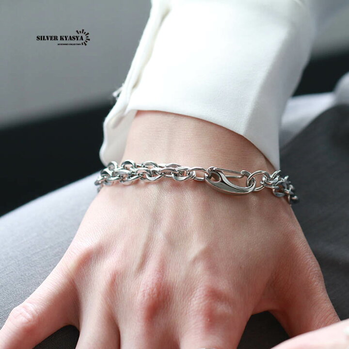 楽天市場】STAINLESS STEEL 流行り ダブルチェーン ブレスレット  