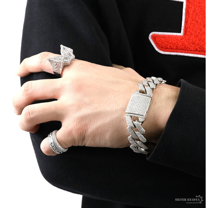 楽天市場】極太 B系ブレスレット シルバー マイアミキューバンリンク  