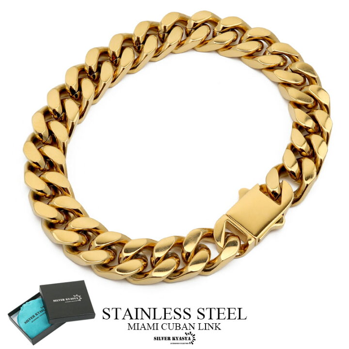楽天市場】幅10mm ステンレス 喜平チェーンブレスレット 4面カット 18k 