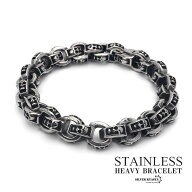 ステンレス スカル チェーンブレスレット メンズ ごつめ シルバー 骸骨 金属アレルギー対応 父の日 男性