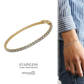 ＼期間限定 最大30％OFFクーポン／テニスチェーンブレスレット ステンレス 18K GP ジルコニア テニスブレスレット ゴールド 金 シンプル 金属アレルギー対応 アジャスター付き 父の日