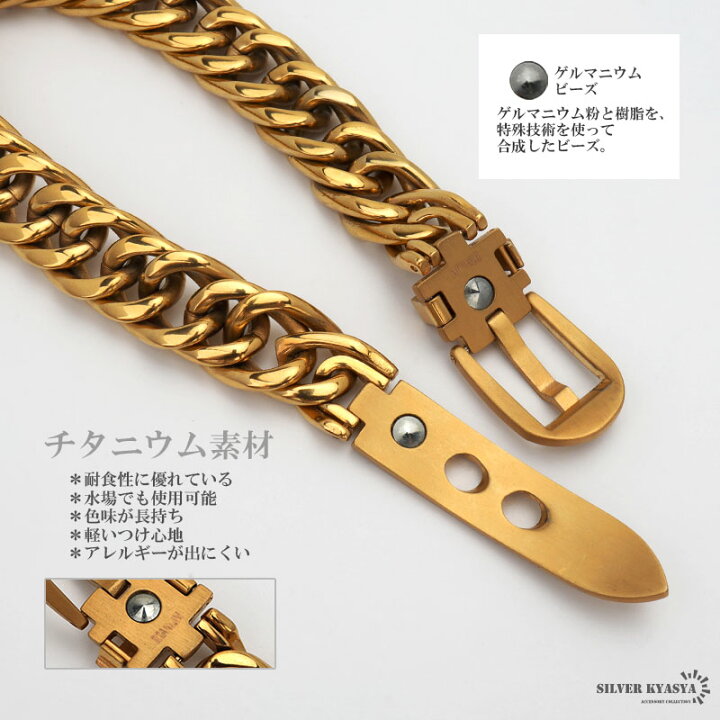 楽天市場】純チタンブレスレット ベルト ダブル喜平ブレスレット 