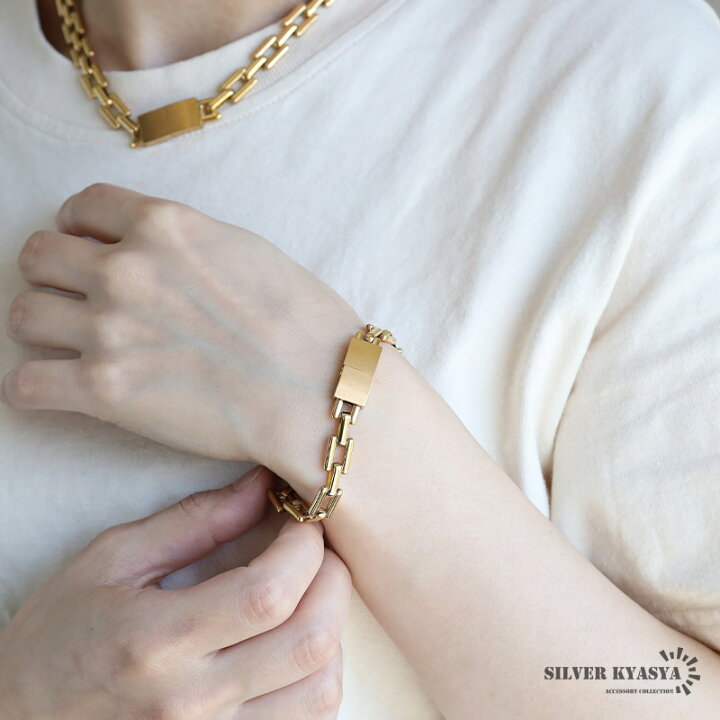 楽天市場】チェーンブレスレット プレートブレスレット ステンレス 