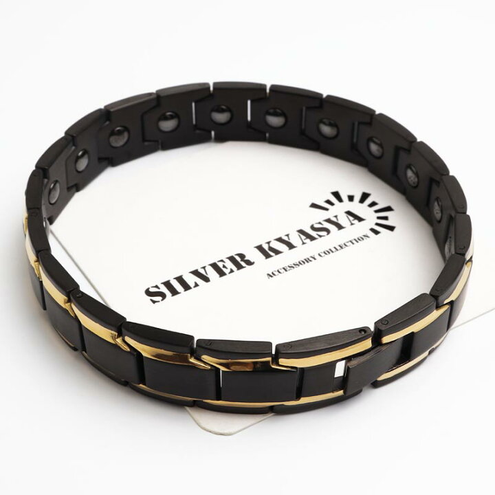 楽天市場】ステンレス 磁気ブレスレット メンズブレスレット ブラック 