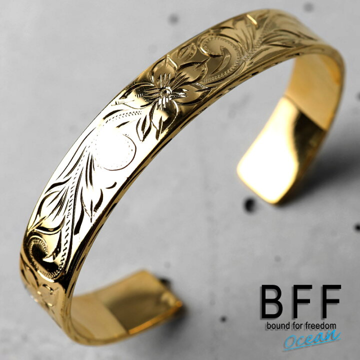 楽天市場】BFF ブランド ハワイアンバングル 幅12mm ゴールド 18K GP 