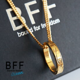 BFF ブランド リングネックレス ハワイアン ゴールド 18K GP ダブル 喜平 チェーンネックレス 細身 メンズ レディース ペア ドルフィン 金属アレルギー対応 専用BOX付属