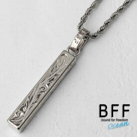 BFF ブランド スティックネックレス シルバー 銀色 silver Sサイズ プルメリア シンプル ハワイアンジュエリー ロープチェーン 彫金 手彫り 専用BOX付属