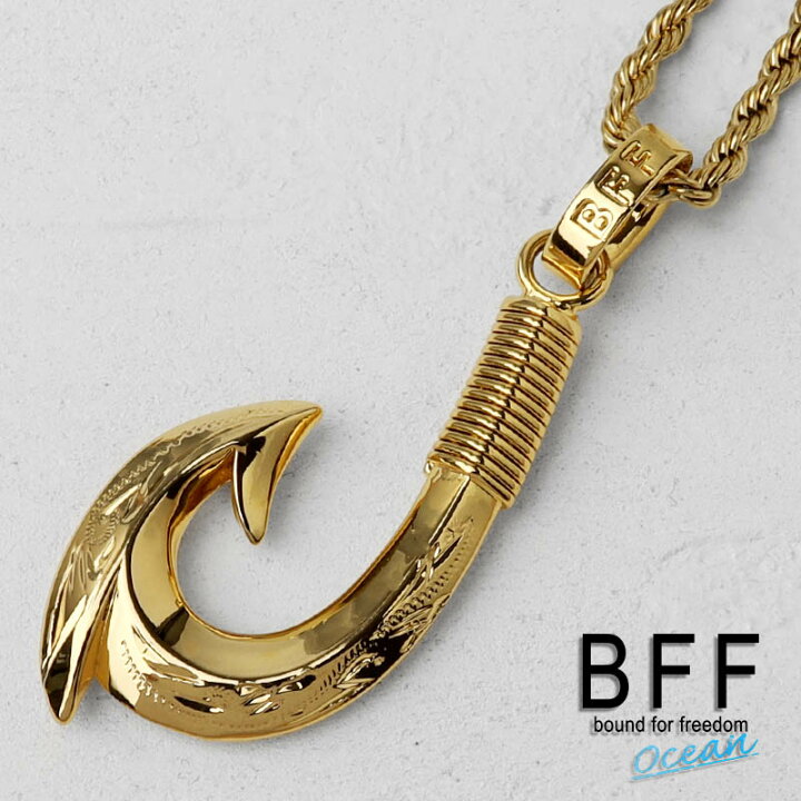 楽天市場】BFF ブランド フィッシュフックネックレス 18K GP ゴールド 