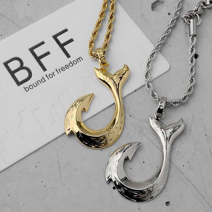 楽天市場 Bff ブランド フィッシュフックネックレス ゴールド 18k Gp Gold 金色 マイレ スクロール 釣り針 ハワイアンジュエリー ロープチェーン 彫金 手彫り 専用box付属 シルバーアクセサリーsilverkyasya