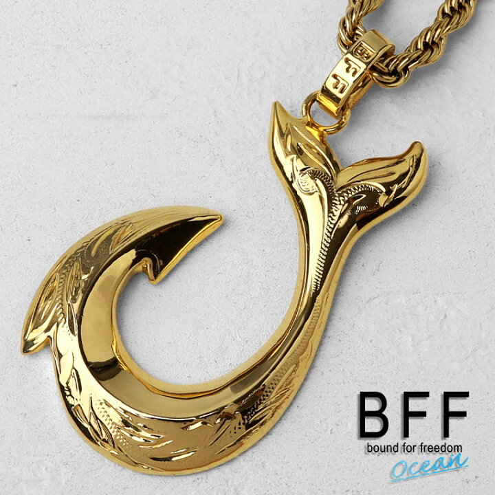 楽天市場】BFF ブランド フィッシュフックネックレス ゴールド 18K GP 