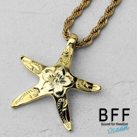 ＼土日限定 10％OFFクーポン有！／ BFF ブランド ヒトデネックレス シルバー925 小ぶり ネックレス ゴールド 18K GP gold 金色 星 ロープチェーン ハワイアンジュエリー 刻印 手彫り 金属アレルギー対応 専用BOX付属 父の日