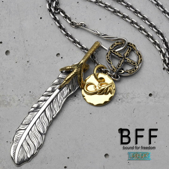 楽天市場】BFF ブランド フェザーネックレス シルバー925 金爪 