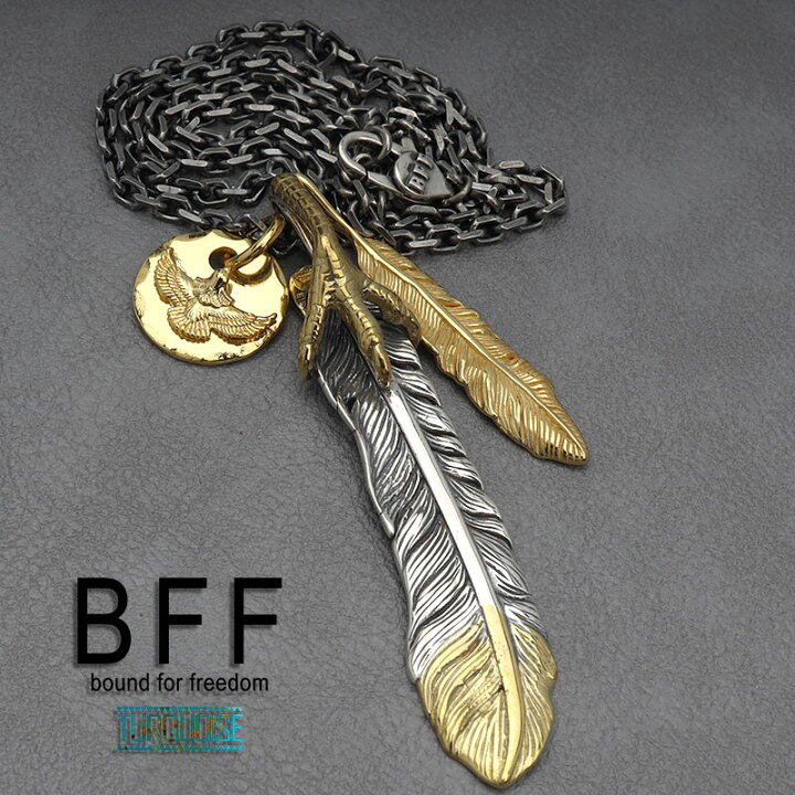 楽天市場】BFF ブランド フェザーネックレス 金爪 イーグル メタル  