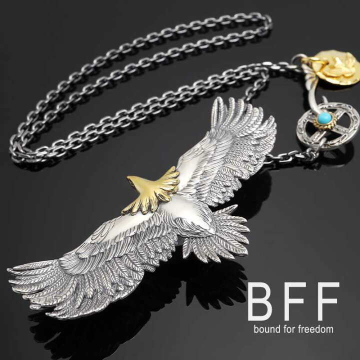楽天市場】BFF ブランド イーグルネックレス シルバー925 フェザー 