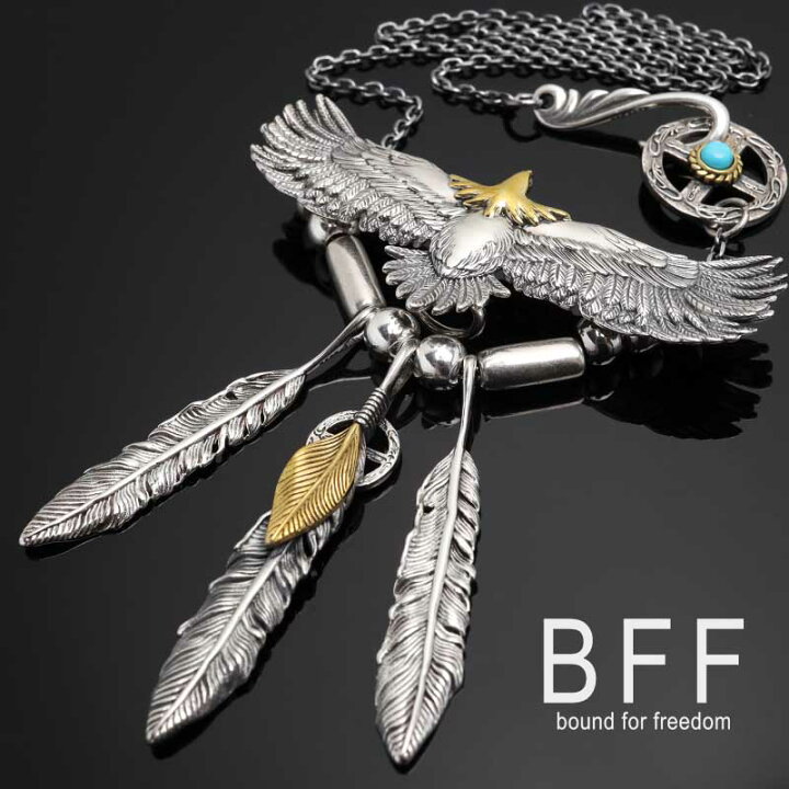 楽天市場】BFF ブランド フェザーネックレス イーグルネックレス 