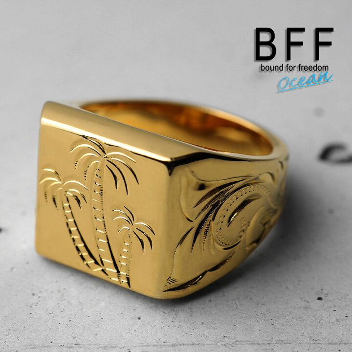 楽天市場】BFF ブランド ハワイアンリング メンズ 印台リング 