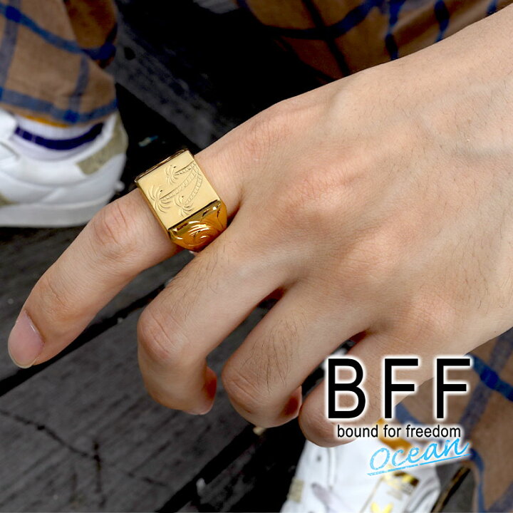 楽天市場】BFF ブランド ハワイアンリング メンズ 印台リング 