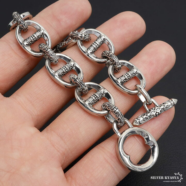 楽天市場】シルバー925 アンカーチェーンブレスレット マンテル  