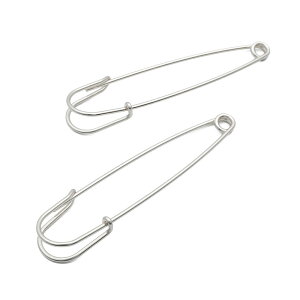 ピアス 金属アレルギー対応 シルバー925 S925 18KGP ロジウムメッキ フックピアス 安全ピン セーフティーピン 大ぶり ゴールド シルバー 金 銀 フェミニン ユニーク 両耳用 2点セット