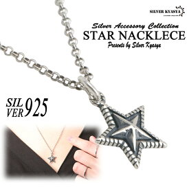 シルバー925 スター ネックレス 星 ペンダント silver 銀 star 小ぶり 天体 ロールチェーン 45cm 引き輪