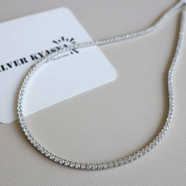 楽天市場】シルバー925 チョーカーネックレス テニスチェーン シルバー  