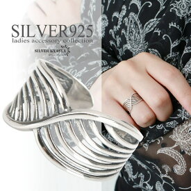 シルバー925 幾何学リング アーチ 指輪 銀 silver 金属アレルギー対応 オープンリング フリーサイズ