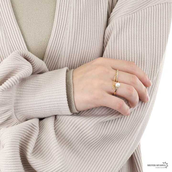 楽天市場】シルバー925 パール リング k18 レディース 二連 ツー  