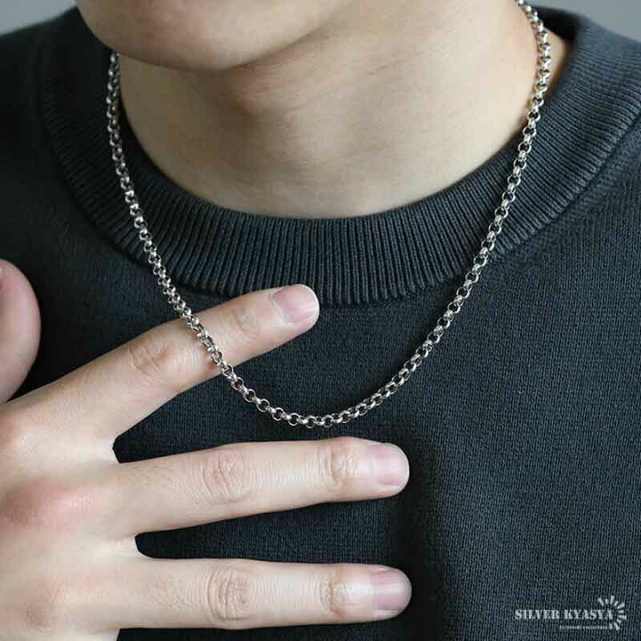 楽天市場】シルバー925 ロールチェーン ネックレス 幅4mm ネックレス 