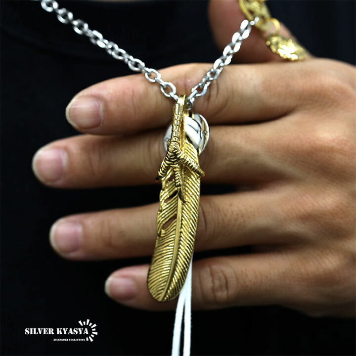 楽天市場】316L ゴールドフェザーネックレス 金 メンズ 太陽メタル  