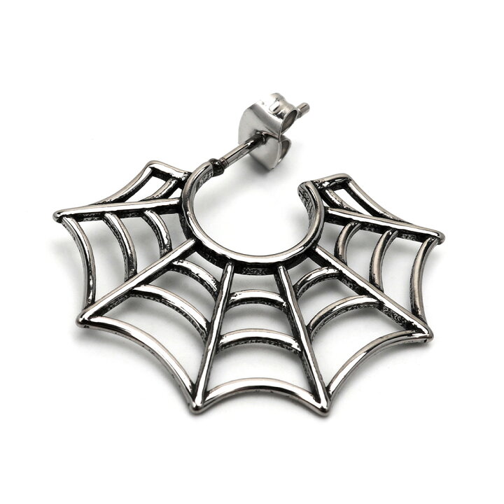 楽天市場】ステンレス フープピアス メンズ 蜘蛛の巣 クモ ピアス  