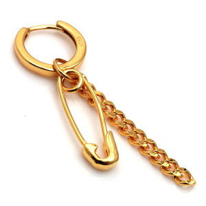 シルバー925 ピアス SILVERKYASYA 金属アレルギー対応 片耳 フープピアス 925 安全ピン チェーンピアス 18k gp 18金 ピアス sv925 韓流ピアス GD