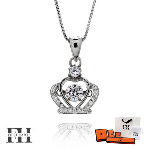 FILL HEARTS ネックレス レディース 女性 大人 シルバー アクセサリー Dancing Crown クラウン 王冠 ダンシングクラウン 冠 ジルコニア 金属アレルギー対応 シルバー925 S925 ロジウムメッキ 40cm 小さ