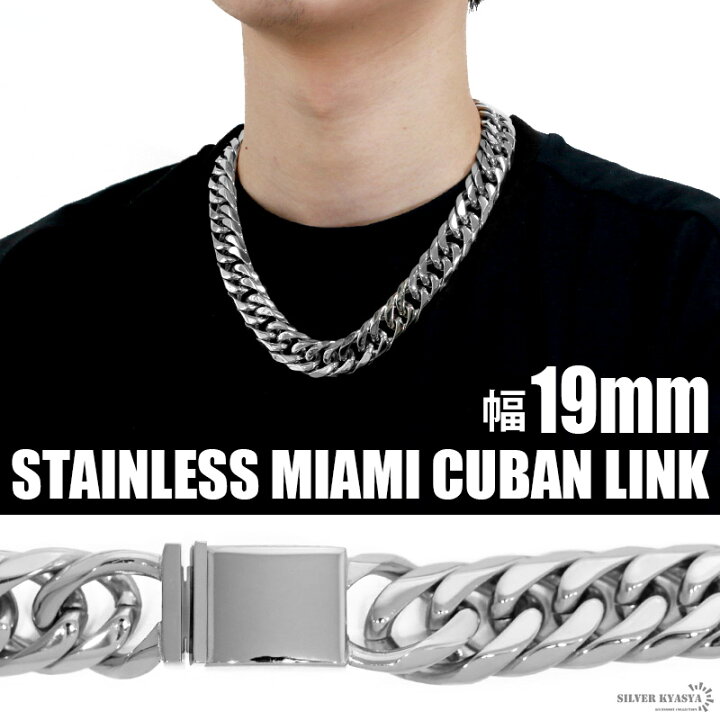 楽天市場】幅19mm STAINLESS STEEL 極太 6面カット ダブル喜平 
