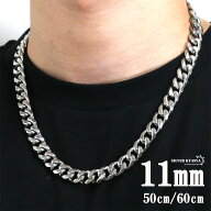 【クーポンで最大30％OFF】幅11mm STAINLESS STEEL 喜平チェーンネックレス 6面カット シルバー マイアミ…
