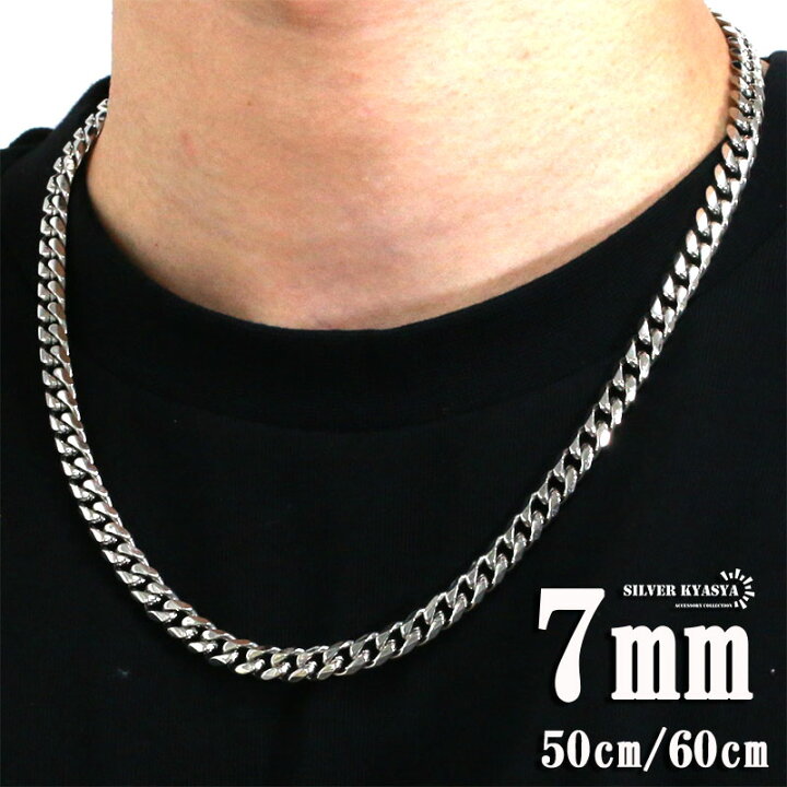 楽天市場】幅7mm STAINLESS STEEL 喜平チェーンネックレス 6面カット 