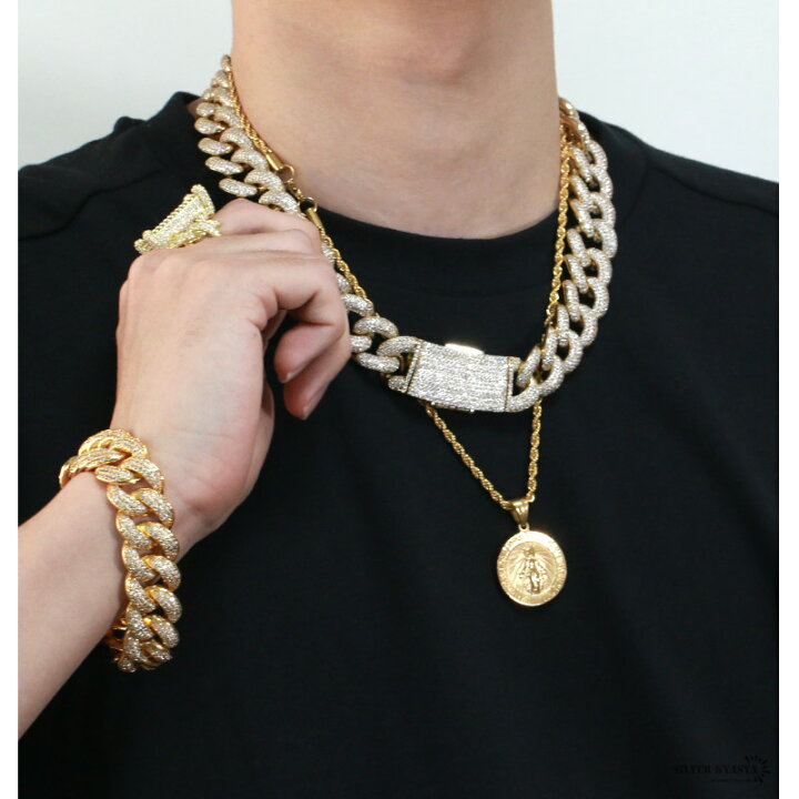 楽天市場】極太 B系 ネックレス シルバー ゴールド 金 マイアミ  