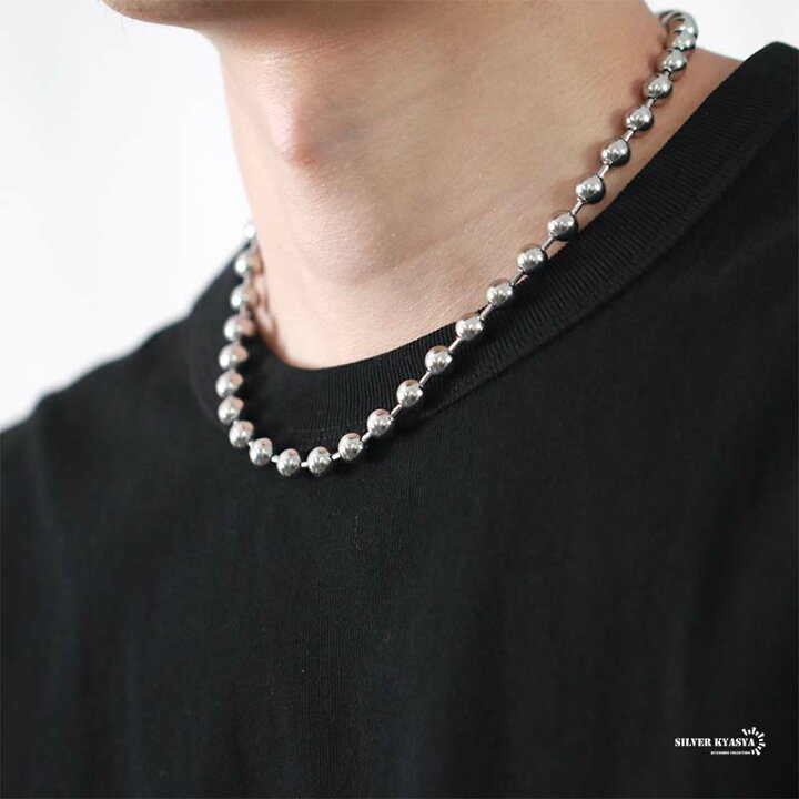 楽天市場 ボールチェーンネックレス シルバー カラー シンプル ネックレス 8mm ボールチョーカー Ball Necklace 45cm 50cm 60cm シルバーアクセサリーsilverkyasya