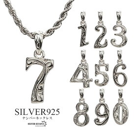 ＼925アイテム25％OFFクーポン〜9/25まで／ナンバーネックレス ハワイアンネックレス シルバー ステンレス シルバー925 数字ネックレス ロープチェーン ペンダント