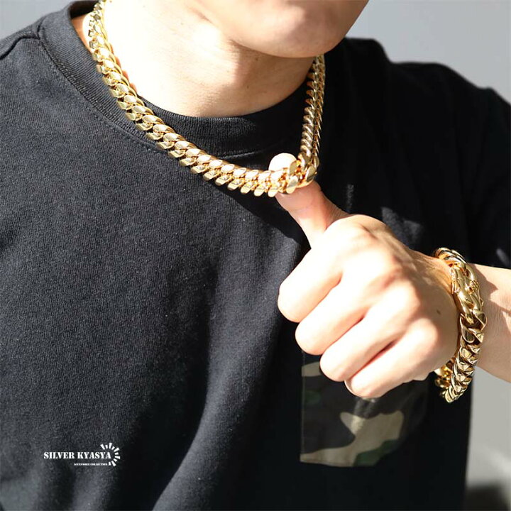 楽天市場】316L 極太 メンズネックレス 18k gp 金 ゴールド 喜平 