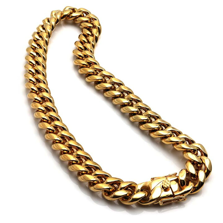 楽天市場】316L 極太 18mm メンズネックレス 18k gp 金 ゴールド 喜平 